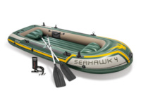 Kayak gonflable INTEX 68351 SEAHAWK pour 4 personnes, pliable, double siège, avec grande construction en PVC, pour la pêche et les excursions