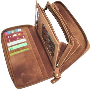 Custom Genuine Leather Long <b>Wallet</b> Men <b>RFID</b> Zipper Clutch <b>Wallet</b> Travel Organizer Card Holder Purse - Product Image 1