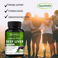 Healthife Capsules de foie de bœuf 100% pur, nourri à l'herbe, complément alimentaire pour l'énergie et le système immunitaire
