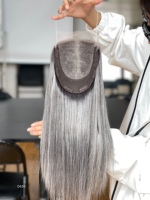SHY Mini Crown Wig gris clair, cheveux humains de qualité supérieure, avec raie multidirectionnelle, Lace Front, fabricant d'emballages sous marque privée