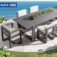 Ensemble de salle à manger d'extérieur moderne en aluminium 9 pièces avec plateau en céramique et table extensible, fourni directement par l'usine