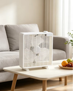 White Plastic 10 Inch Box <b>Fan</b> 3-Blade Electric Table Ventilation with Safety <b>Grille</b> - Product Image 4