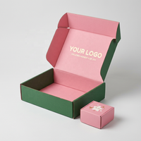 Boîte d'expédition personnalisée avec logo imprimé en deux couleurs, boîte d'avion verte et rose à l'intérieur pour emballages cosmétiques et cadeaux de marque