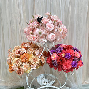 ดอกไม้ประดิษฐ์แบบกำหนดสีได้เอง ลูกบอลดอกไม้ประดับโต๊ะงานแต่งงาน ดอกโบตั๋น กุหลาบ สีแดง สีม่วง จัดดอกไม้แบบผสมผสาน - Product Image 6