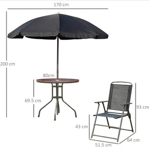 Juego de Muebles de Jardín Daxuan, Silla de Acero <span class=keywords><strong>y</strong></span> <span class=keywords><strong>Mesa</strong></span> Cuadrada de Cinco Piezas con Sombrilla, <span class=keywords><strong>Sillas</strong></span> Plegables Estilo Cafetería - Product Image 3
