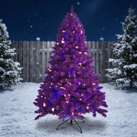 Sapin de Noël artificiel de luxe, nouveau design, violet, articulé, sur pied, haute qualité, entièrement en PVC et PE, avec lumières LED, écologique, pour intérieur