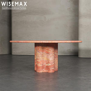WISEMAX FURNITURE <span class=keywords><strong>Tavolo</strong></span> da Pranzo Contemporaneo in Travertino <span class=keywords><strong>Rosso</strong></span>, <span class=keywords><strong>Tavolo</strong></span> Rotondo in Pietra Naturale per Villa e Hotel - Product Image 6