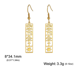 Boucles <span class=keywords><strong>d</strong></span>'oreilles spirituelles FY en acier inoxydable creux rectangulaire <span class=keywords><strong>croix</strong></span> égyptienne oeil <span class=keywords><strong>d</strong></span>'<span class=keywords><strong>horus</strong></span> Ankh pyramide amulette pendentif Huggie boucle <span class=keywords><strong>d</strong></span>'oreille - Product Image 2