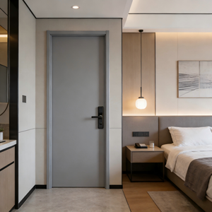 Porte en bois massif composite peinte, isolation acoustique 35 décibels, taille et couleur personnalisables pour villa, hôtel, cuisine, bureau, appartement - Product Image 2