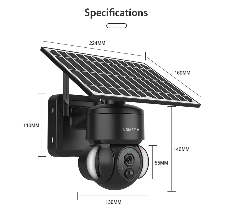 5MP Solar Surveillance Cameras Rechargeable 4G WIFI PTZ Video Surveillance Outdoor Waterproof Security Cams PIR Color Night