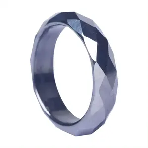 Faceted Terahertz Rings For Men Energy Power Stone Healing Women Ring Silver Couple Ring For Men Women Ladies Gift