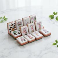 Set Permainan Meja Keluarga Ubin Mahjong Akrilik Motif Satwa Liar, Ubin Mahjong Amerika dengan Alas Mahjong Motif Satwa Liar yang Lembut