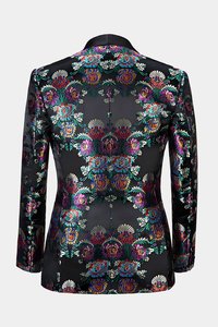 Tailored Custom Prom <strong>Suit</strong> Classic Wedding Men Tuxedo Black Floral <strong>Multi</strong> Color Tuxedo 3 Piece Men <strong>Suits</strong> - Product Image 2