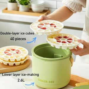 Été DIY Ice Block moule Set de 2 réfrigérateurs 64 plateaux à glaçons en plastique avec couvercle et poubelle - Product Image 2
