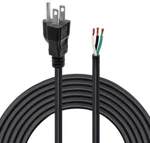 NEMA 5-15 Plug US 3 Prong Heavy Duty Reemplazo Cable de fuente de alimentación de extremo abierto Cable
