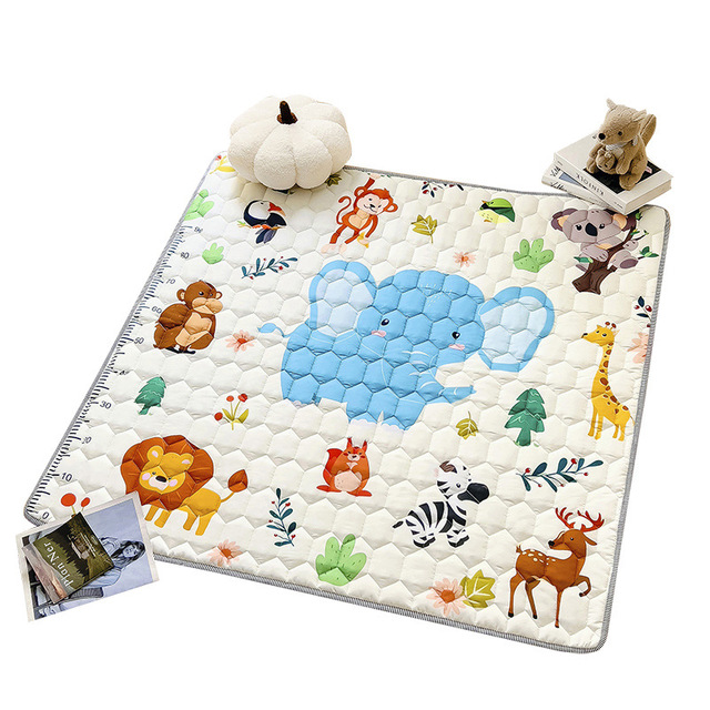 Quilted Soft Padded Cotton Baby Play Mat Foldable Washable Toddler Floor Crawling Mat Non Toxic Baby Play Mat