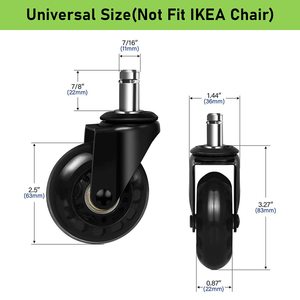 VIMA 2.5 Inch Set of 5 Office Chair Wheels Replacement PU Swivel Casters for Hardwood <b>Floors</b> and Carpet Furniture - Product Image 3