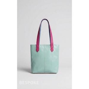 Sac fourre-tout minimaliste en cuir véritable vert menthe avec poignées roses, ouverture supérieure, pour femme, usage quotidien - Product Image 5