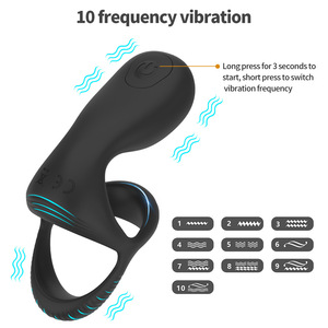 Anillo vibrador para estimulación masculina con doble cabezal vibrador, vibrador sexual para hombres. - Product Image 4