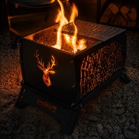 Brasero portable en acier au carbone avec motif cerf découpé pour le camping en extérieur et au jardin