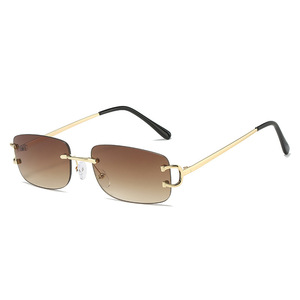 049 Hot Sale Rectangle <b>Sunglasses</b> Fashion Designer Square <b>Sunglasses</b> Trendy <b>Rimless</b> <b>Sunglasses</b> - Product Image 4