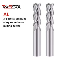 BOSSL Fraise à queue CNC à 3 rainures en carbure monobloc, diamètre de tige 6 mm, revêtement pour aluminium, ODM OEM