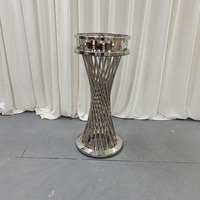 Table de banquet de mariage moderne en métal et verre, table de bar pour événements et fêtes, ensemble de trois pièces, vente chaude