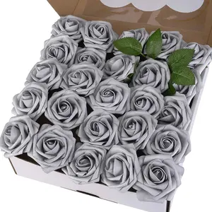 باقة الزفاف 50 قطعة الزهور الاصطناعية ريال اللمس الاصطناعي الورود للباقات الزفاف المركزية