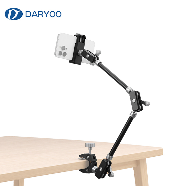 32" Magic Arm w Clamp, Overhead Phone Mount, Desk Camera Mount w Articulating Friction Boom Arm Thread Adapter, for Phone Webcam