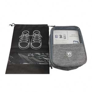 Sac de rangement pour chaussures de voyage en polyester avec logo personnalisé en gros, imperméable, avec fermeture éclair - Product Image 1