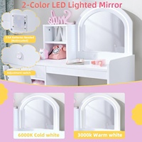 Coiffeuse légère pour enfants en bois de chambre à coucher rose avec miroir et chaise, coiffeuse pour enfants