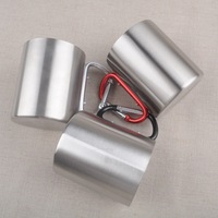 300ml randonnée en plein air Camping voyage Portable tasse à café en acier inoxydable Double paroi mousqueton tasse avec poignée
