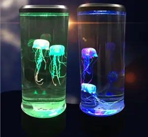Venta caliente de la gelatina de pescado LED humor acuario lámpara luces de noche 3Dacrylic niños lámpara de mesa con 5 LED de color cambio