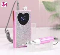 Nouvel arrivage : Kit de ponceuse à ongles portable rechargeable avec moteur sans balais, design cœur et cristaux brillants, 35000 tr/min