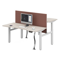 Bureau debout électrique Bureau double assis-debout Poste de travail réglable en hauteur pour 2 personnes ouvertes en face à face avec panneau de confidentialité