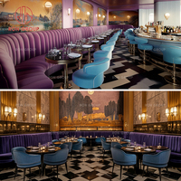 Meubles de restaurant modernes et durables, canapé rond en marbre, banquette, chaise avec table pour café