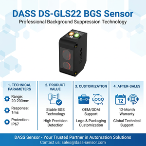 Wholesale DASS DS-GLS2 Series Large-size Red-light BGS <strong>Background</strong>-suppression DS-GLS22 Photoelectric Switch IP67 Rated 24V NPN - Product Image 4