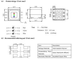 RS-3535MWAR için 1 SMD LED diyot boncuklarda 3535 Pilot lamba RGB 3 renk - Product Image 2