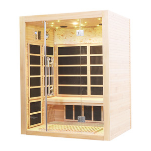 Sala de sauna infrarroja seca para 4 personas de madera de cedro de cicuta de lujo HELIUS con calentadores de fibra de carbono - Product Image 3