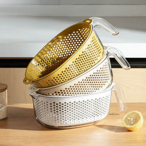 Ensemble de passoires en plastique doré avec poignée pour égoutter les légumes et laver les fruits, plusieurs tailles - Product Image 3