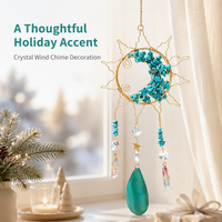 Attrape-soleil en cristal turquoise, pendentif arbre sculpté, carillon éolien, décoration de jardin et de Noël