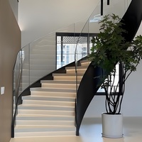 Luxuriöse Textur Moderne Gebogene Glas-Treppengeländer mit Getöntem Glas für Hochhäuser Villa Hotel Apartment
