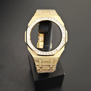 Kit de montre de luxe en acier inoxydable 316L givré de 5e <span class=keywords><strong>g</strong></span>énération avec diamant carré modifié <span class=keywords><strong>G</strong></span> Ga2100 <span class=keywords><strong>Shock</strong></span> Oak Case - Product Image 4