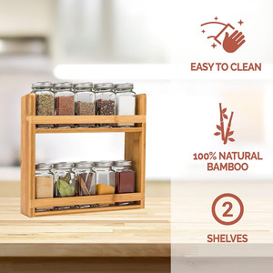 Étagère à épices en bois à 2 niveaux pour cuisine, organisateur de condiments pour garde-manger et rangement de placard - Product Image 3
