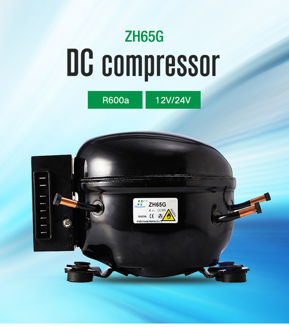 HuaJun ZH65G Copper & Metal Refrigerator Compressor for R600a/R134a 1 Year Warranty Made in China