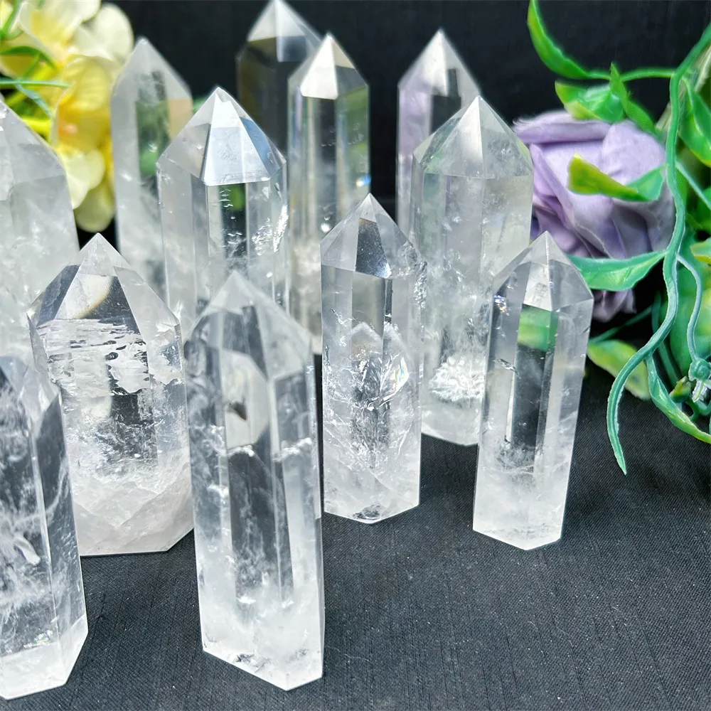 Tour de cristal en vrac en gros artisanat bonne clarté polissage méditation guérison point de quartz clair pour la décoration