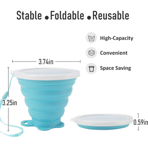 270ml Wholesale Eco-Friendly Portable Sport Travel <b>Reusable</b> Bpa Free Silicone Folding <b>Cup</b> Collapsible Camping Water Bottle - Product Image 4