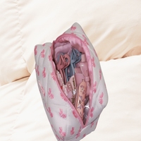 Nouvelle Trousse de Toilette et Cosmétiques Pliable en Velours Côtelé à Motif Floral Grande Taille Portable pour l'Été 2024