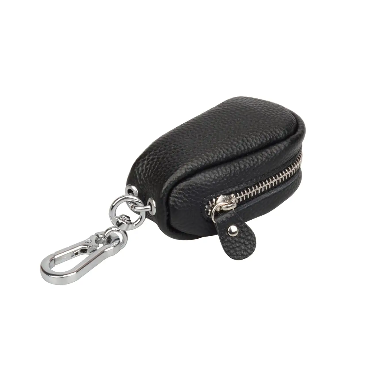 Double Deck Car Key Fob Bag -Leather Car Key Holder Universal Touch Screen Zipper key Pouch car keychain leather key holder