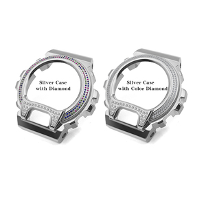 Caja de reloj con incrustaciones de piedras brillantes y correa de acero inoxidable para DW-6900 - Product Image 5